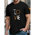 thumbnail image 1 of Camiseta de manga corta con estampado de batería LOVE, informal, cómoda y versátil, para hombre, para uso diario, primavera/verano, 1 of 6