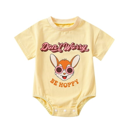 

Baby Boy Bear Jumpsuit Baby Boys Girls Short Sleeve Cute Cartoon Print Letter Bodysuit Romper Outfits Footless Zipper Pajamas Baby Boy