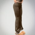 thumbnail image 6 of qolati Womens Flare Leggings Fold Over Yoga Pants Y2K Trendy Low Rise Wide Leg Sweatpants Bell Bottom Soft Gym Leggings Brown XL 10, 6 of 9