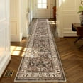 thumbnail image 5 of MJIAexp 2' x 10' Boho Floral Kitchen Runner Rug Machine Washable Runner Rug Non-Slip Hallway Runner Laundry Rug Throw Carpet for Living Room Bedroom Dining Room Entryway Kitchen Brown, 5 of 8