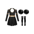 thumbnail image 4 of DPOIS Girls Cheer Leader Costume with Pompoms and Socks A Black&White 16, 4 of 7