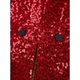 thumbnail image 6 of Linjinx Kids Boys Tailcoat Lapel Open Front Long Sleeve Blazer Full Sequin Jacket Coat Stage Burgundy 8, 6 of 7
