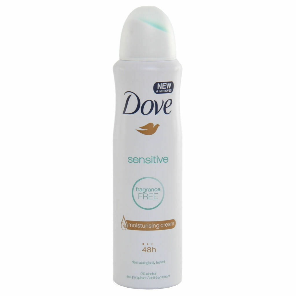 Dove Fragrance Free Sensitive Deodorant Spray 150ml Each - Walmart.com