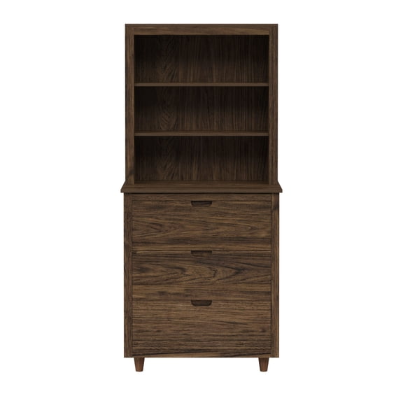 Teamson Home Ellery Freestanding Hutch Cabinet with Open Shelves & Drawers, Walnut