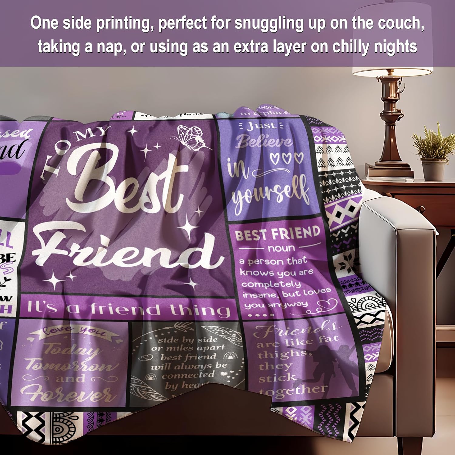 Best Friend Blanket Gifts, Best Friend Birthday Gifts for Women - Friendship Gift to My Best Friends, Bestie, Soul Sister, Long Distance Blanket Present