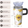 thumbnail image 3 of Sunflower 20oz Stainless Steel Tumbler with Handle and Straw – Insulated Travel Cup with Sliding Lid, 360° Full Wrap Printed Mug for Home, Outdoor & Sports Use, Foral, 3 of 6
