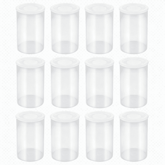 HIBIBUD 12 Pcs Clear Film Canisters with Lids, Film Canister Rocket Tube for Science Art Project, Empty Small Film Cans Sewing Storage Case Containers for Supplement Bead Fish Hook