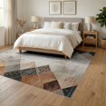 thumbnail image 3 of ODIKA 6'x9' Washable Area Rug Abstract Boho Watercolor With Interlocking Gold And Brown Shapes for Family Room, Living Room, Master Bedroom, Non-Slip, Easy Care, 3 of 7