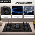 thumbnail image 3 of Parrilla A Gas Empotrable Supra Bella 76 Cristal Templado 5 Quemadores Negro Mate, 3 of 8