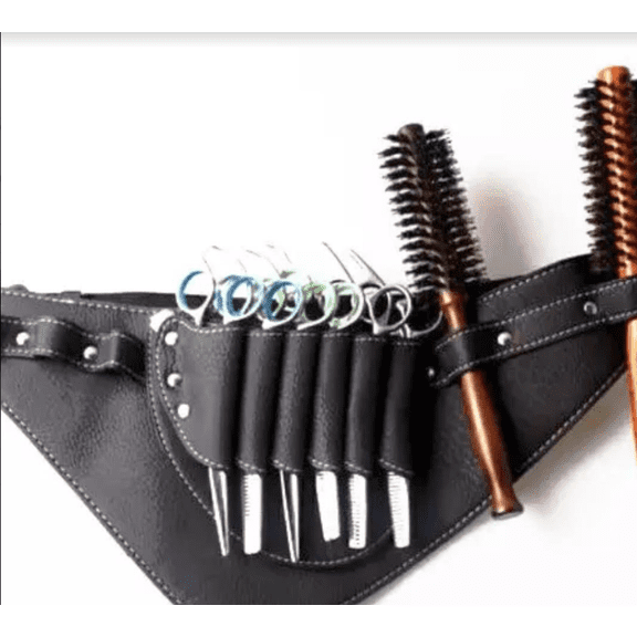 Hair Scissors Leather Holster Holder Pouch Bag with waist Belt