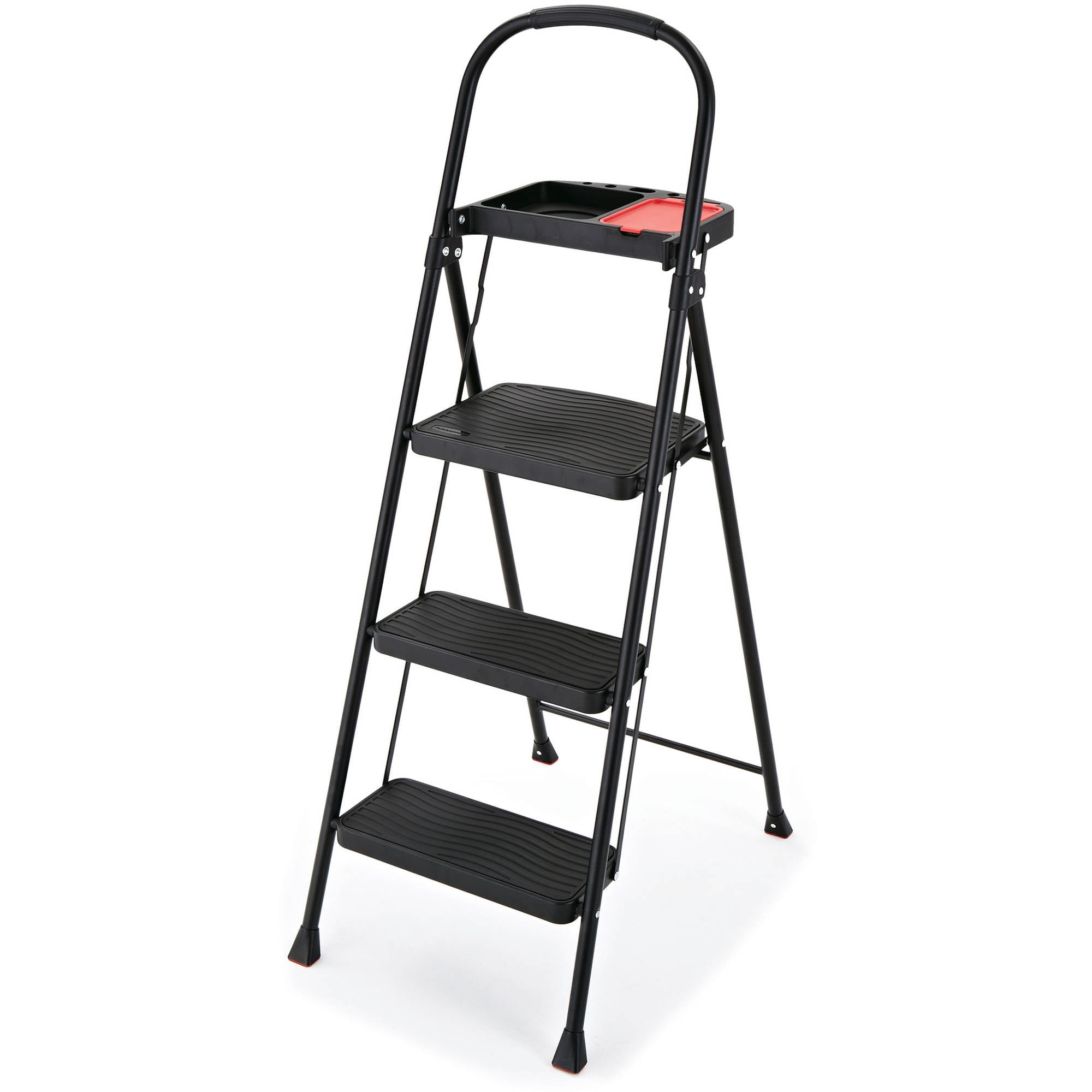 9.45" Home Workshop Equipment Use 3-Step Short Handrail Iron Ladder 330 lbs Home 