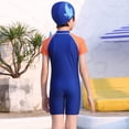 thumbnail image 5 of Tiijoy Boys’ Short Sleeve Half Zip Rash Guard One-Piece Swimsuit Swim Cap Bathing Suit, 5 of 8
