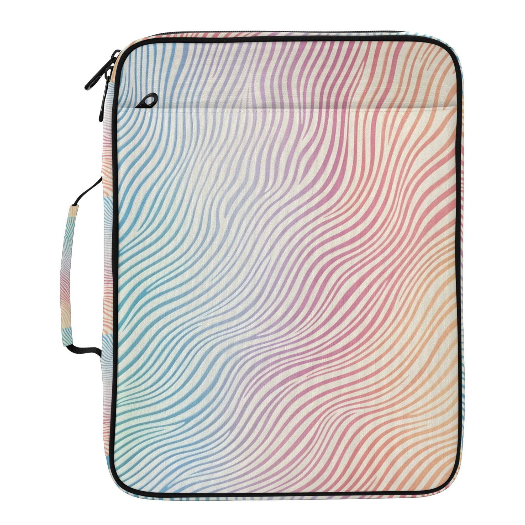 FORMRS Accordion File Folder A4 Size 7-Pocket Expanding Document Organizer Bag with 3 Ring Binder, Wavy Striped