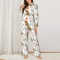 thumbnail image 2 of Pajamas for Women Set - Capybaras Heart Balloons Comfy Long Sleeve Button Up Pajama Sets for Women 2 Piece, Soft Sleepwear Nightwear Pjs Lounge Sets for Women with Pockets, 2 of 6