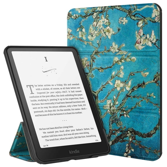 Allytechgroup Flip Cover for All-New Amazon Kindle Paperwhite 7 Inch 12th Generation 2024/Kindle Colorsoft, Stand Auto Sleep Wake Protective Slim Shell Cover for Kindle Paperwhite 7", Blossom