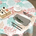 thumbnail image 5 of Ocean Summer Coral Tablecloth Round 60 Inch, Red Blue Orange Coral Reef Polyester Circle Table Cloth Wrinkle Stain Resistant Washable Table Cover for Kitchen Dining Room Party Picnic, 5 of 6
