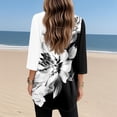 thumbnail image 4 of WTOBBY Women's Fashion Casual Retro Floral Print V-Neck Mid-Length Tunic Tops with Pockets, 3/4 Sleeve Blouses for Stylish and Comfortable Shirt Wear,Dark Gray S, 4 of 5
