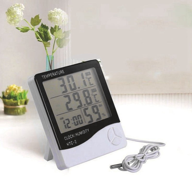 Large Screen Thermometer and Hygrometer Household Indoor and Outdoor Alarm Clock Temperature Meter Digital Display