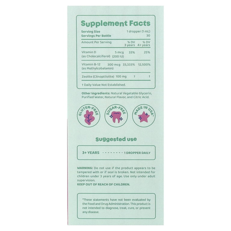 JoySpring Zeolite Drops for Kids – Natural Berry Flavor with