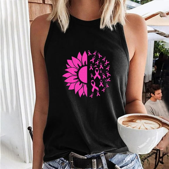 Womens Shirts for Summer Fashion Casual Women Sleeveless Printed Ladies Round Neck Blouses Tops T-Shirt clearance clothes under $10.00