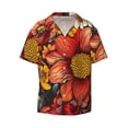 thumbnail image 2 of Lsque Colorful Vintage Floral Pattern print Men's Cuban Collar Short Sleeve Shirt Summer Beachwear Casual Button Down Fashionable Vacation Leisure Shirt-Small, 2 of 7
