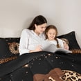 thumbnail image 5 of jejeloiu Classic Leopard Monogram O 7 Pieces Bedding Comforter Set For Girls,Brown Bow Glitter Print Initial Full Bedding Set For Kids,Black Reversible, 5 of 7