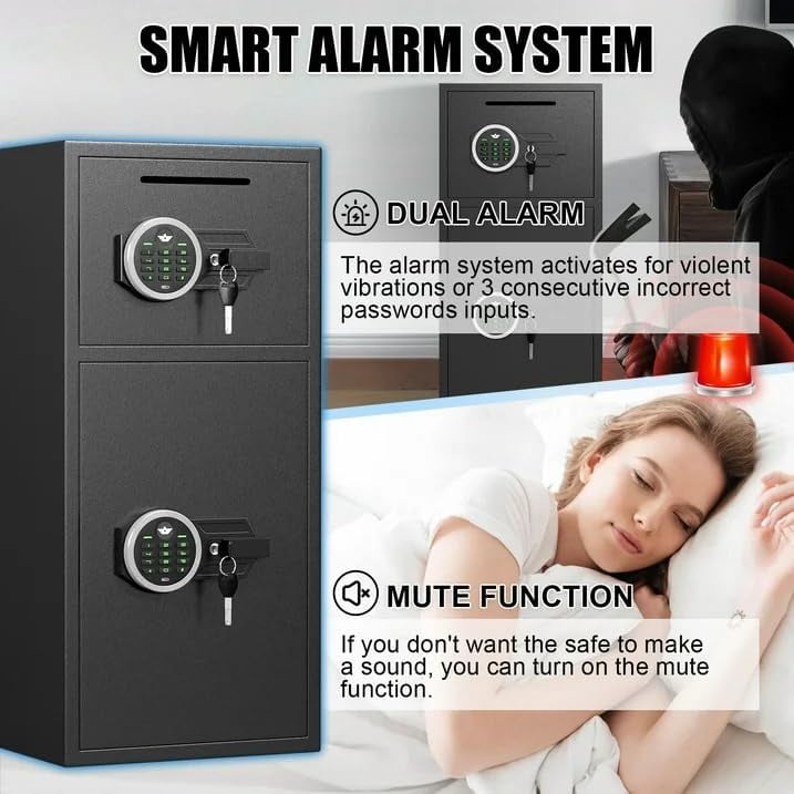 6.5 Cubic Foot Extra Large Fireproof Safe With Drop Slot – Digital Keypad, Mute Mode, For Home Or Business