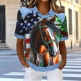 thumbnail image 6 of Feancey Women 4th of July Tops Summer Short Sleeve Waffle Knit T Shirts Independence Day Usa Flag Graphic Tees Comfort Casual Blouse Green XL, 6 of 8