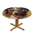 thumbnail image 3 of WYYP  Sunflower Golden Retriever Round Tablecloth Funny Summer Farmhouse Flower Sunflower Dog Decorative Fabric Table Cover for Outdoor and Indoor Use White, 3 of 7