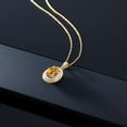 thumbnail image 5 of Gem Stone King 14K Yellow Gold Pendant 1.40 Ct Oval Checkerboard Yellow Citrine White Diamond, 5 of 5