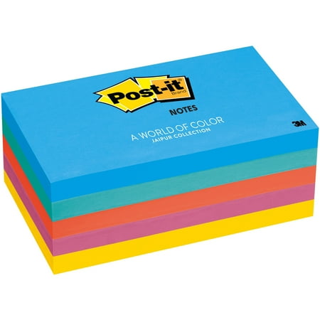 Post-it Notes, 3" x 5" Jaipur Collection, Assorted, 5 / Pack (Quantity)