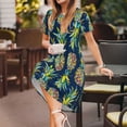 thumbnail image 3 of Easygdp Colorful Pineapples para Vestido Transpirable de Mujer, Vestido Suelto de Manga Corta con Pliegues y Bolsillos para el Verano, 3 of 6