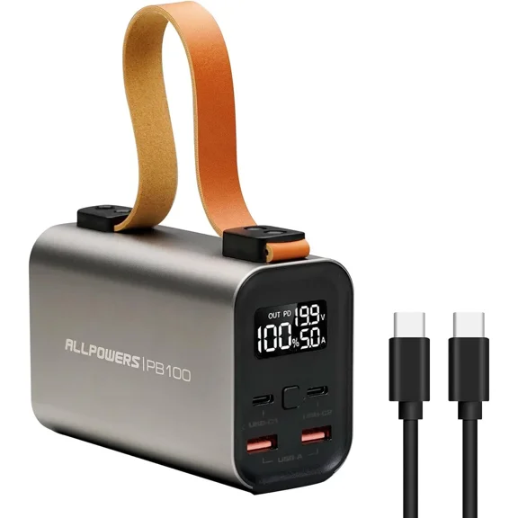 ALLPOWERS PB100 24000mAh Power Bank, 100W PD Fast Charging Portable Charger with LED Display & Light for Travel, Camping, Emergency