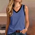 thumbnail image 2 of vigerkar Womens V Neck Tank Tops Summer Cute Loose Fit V Back Sleeveless Shirts (Blue, S), 2 of 9