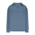 thumbnail image 4 of YUGYXL Women's Side Split Sweatshirt Lounge Solid Color Long Sleeve Clothes V Neck Collared Blouses Light Blue XXL, 4 of 8