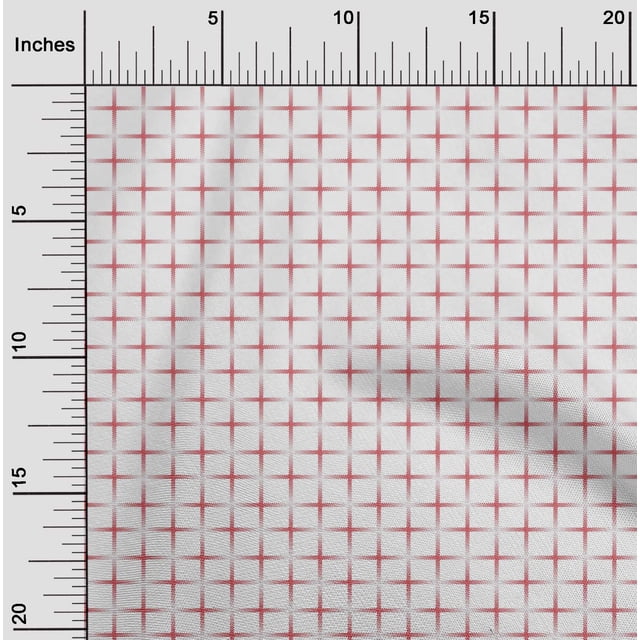 oneOone Georgette Viscose Pastel Red Fabric Geometric Check Sewing Craft Projects Fabric Prints by Yard 42 Inch Wide