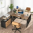 thumbnail image 4 of Tribesigns Desk with Drawer, 55" Long Computer Desk with Storage Rack and Mobile Document Cabinet, Home Office Furniture Set Executive Desk (Brown, 55" (Brown, 55), 4 of 8