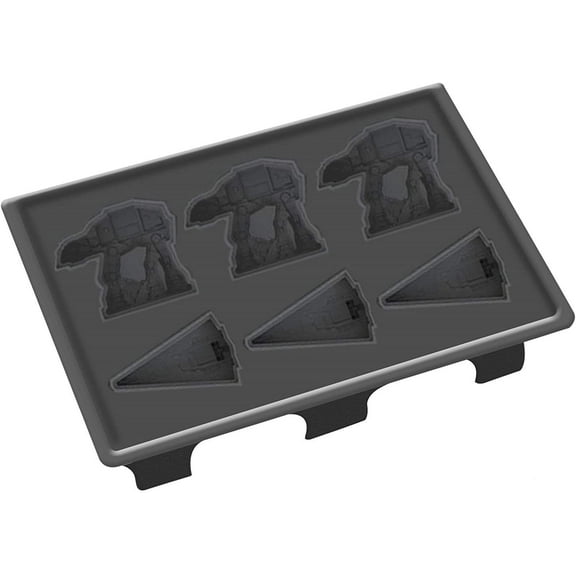 Star Wars Silicone Mold for Ice, Soap, Chocolate & More, Single, 6 Cubes - Imperial Walker & Star Destroyer Shape - Food Grade Tray, Freezer, Dishwasher, Oven Safe - Great for Parties & Gift for Kids