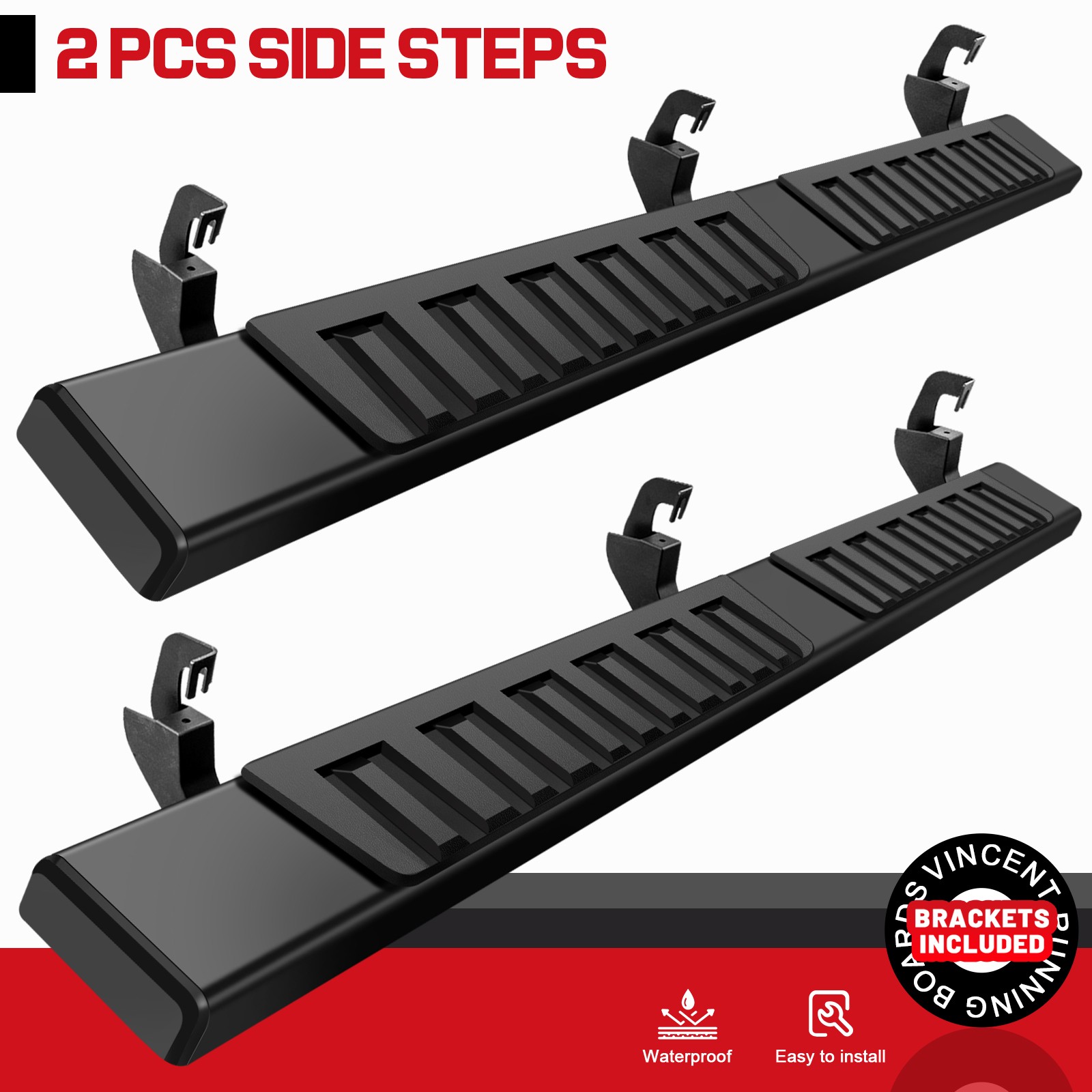 KYX Running Boards For 2007-2018 Chevy Silverado / GMC Sierra 1500 Crew Cab – Textured Black, 5-Year Warranty