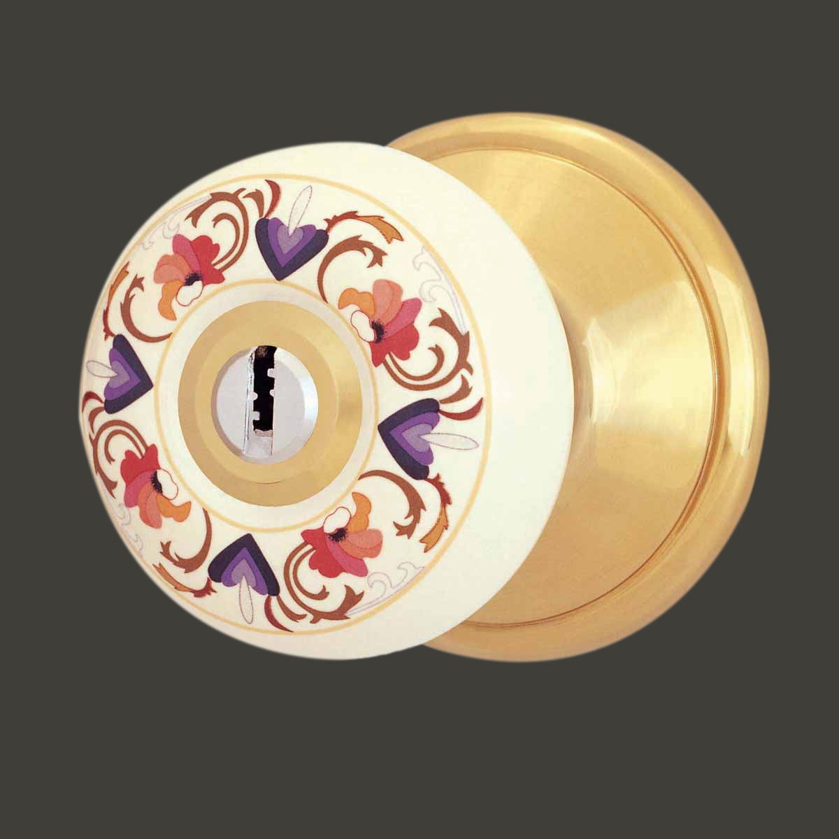 Renovators Supply Manufacturing Floral Style Porcelain Door Knob Lock Set with 2.38-Inch Adjustable Backset – Vintage Interior Door Lock Hardware by Renovators Supply Manufacturing