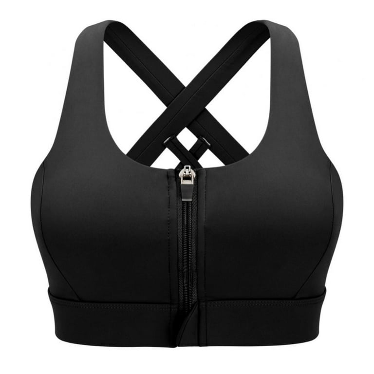 Sport Bra Zipper Front High Impact Sports Bras for Women Large Bust -  Shockproof Fitness Gym Yoga Workout Running Push Up Plus Size Bra S-3XL(1- Packs) 
