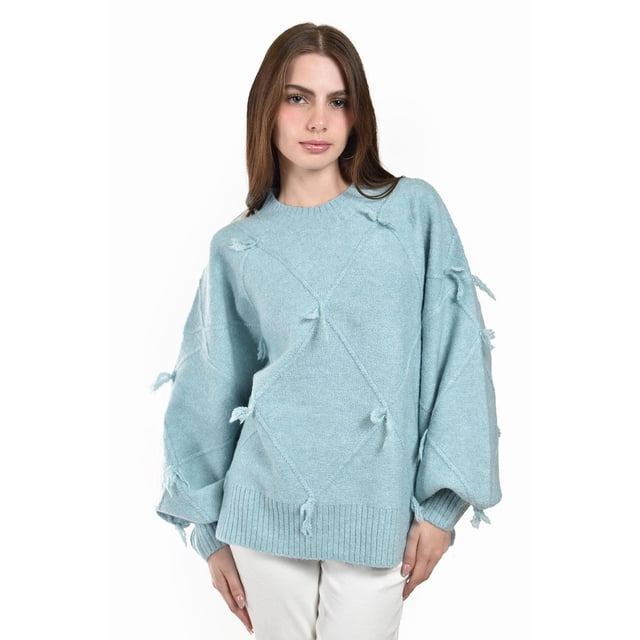 Sueter con detalle de lazos Roman Fashion /Juvenil, 15224 (Azul cielo) azul cielo M
