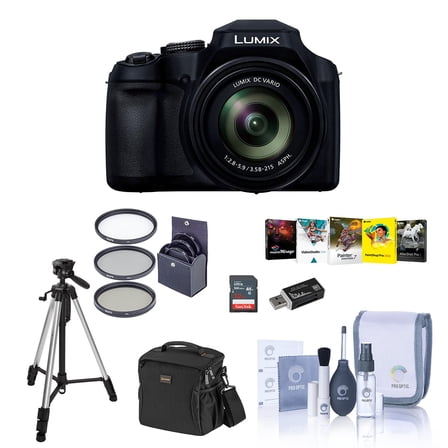 Panasonic Panasonic Lumix DC-FZ80 4K Digital Camera, 18.1 Megapixel, 60x Zoom 20-1200mm Lens Starter Bundle with Case, Tripod, UV Filter, 32GB SD Card and Accessories