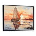 thumbnail image 2 of Designart "Sailing Boat Into The Sunset Peach" Transportation Floater Framed Wall Art Living Room, 2 of 7