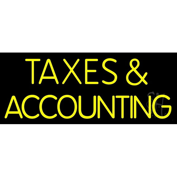 Taxes And Accounting 1 LED Neon Sign 13 x 32 - inches, Black Square Cut Acrylic Backing, with Dimmer - Bright and Premium built indoor LED Neon Sign for Defence Force.
