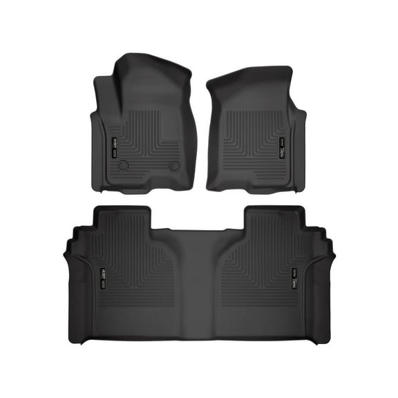 Husky Liners 94021 Weatherbeater Floor Mats Fit 2019-2025 Silverado/Sierra 1500/2500/3500 Crew Cab w/ Carpeted Storage Box Front/2nd Row Liners 3pc Black
