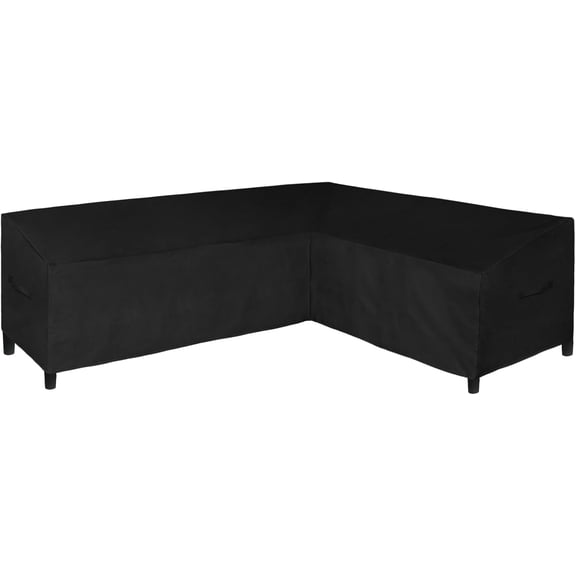 Waterproof Heavy Duty L-Shaped Patio Sectional Sofa Cover 110"X85" Outdoor Garden Furniture Protection, Right Facing, Black