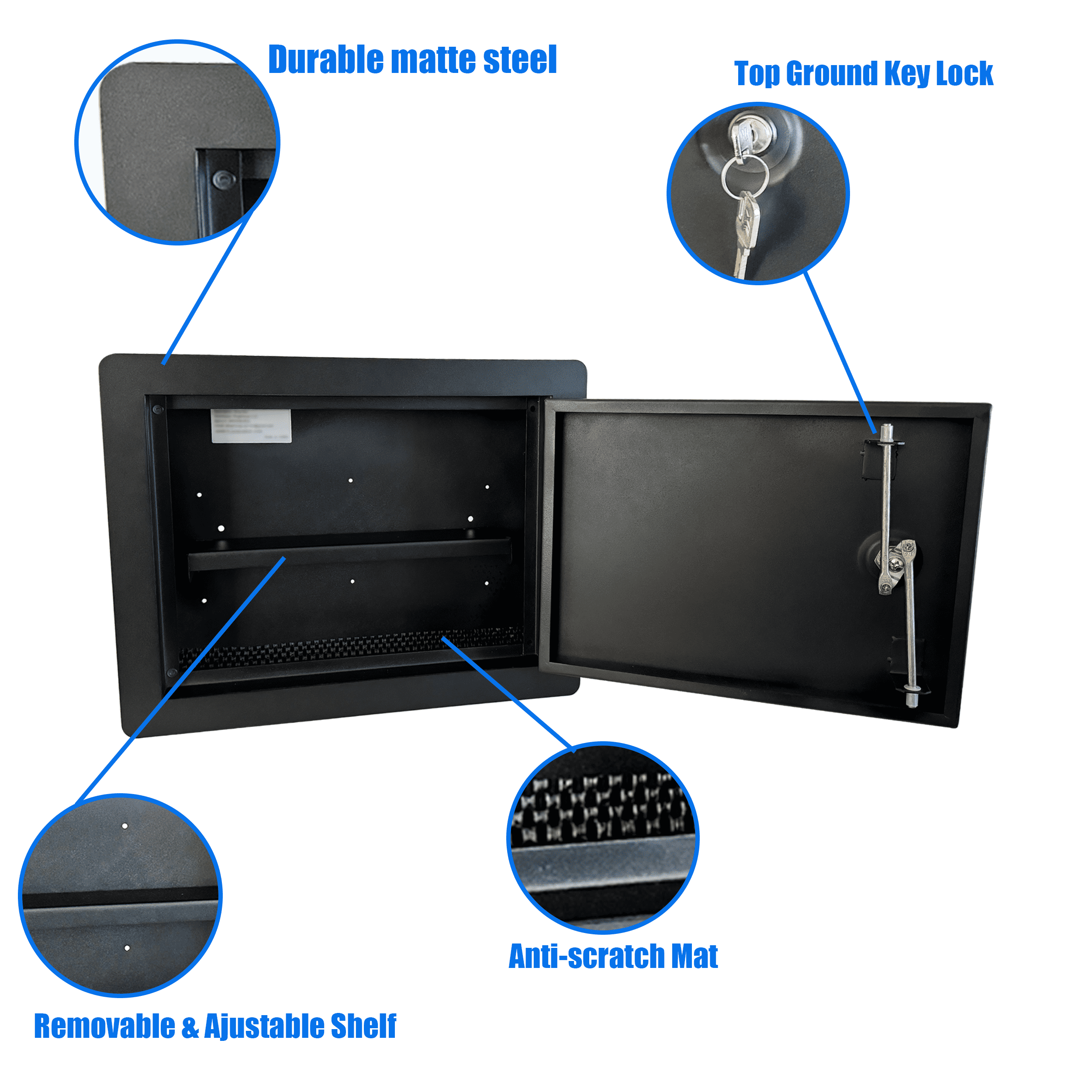 In-Wall Safe with Key Lock – Heavy-Duty Steel Lockable Hidden Wall Compartment for Secure Storage, Wall Safe Box for Jewelry, Cash, and Documents – 15.75-Inch Exterior Width, Durable Design