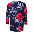 thumbnail image 5 of JTZGDY Plus Size Womens 3/4 Tunic Tops for Leggings Loose Fit Casual Tropical Floral Printed Beach Vacation Tees Shirt Trendy Oversize Crewneck Graphic Tshirt Blouse Dark Blue#01 XXXL, 5 of 6