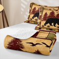thumbnail image 4 of Manfei Farmhouse Grizzly Bear Twin Quilt Set, Tribal Square Grid Twin Coverlet Set, Orange Brown, Black Reversible, 2pcs, 1 Bedspread and 1 Pillowcase, 4 of 7